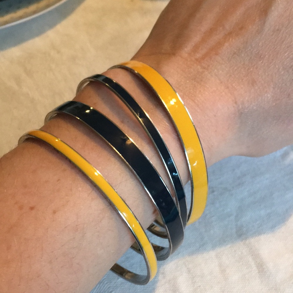 Navy Blue and Yellow Bracelet Stack-4